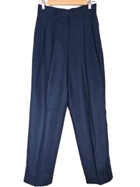NWT Vintage Lauren Ralph Lauren Linen Trouser Pants Navy Size 10